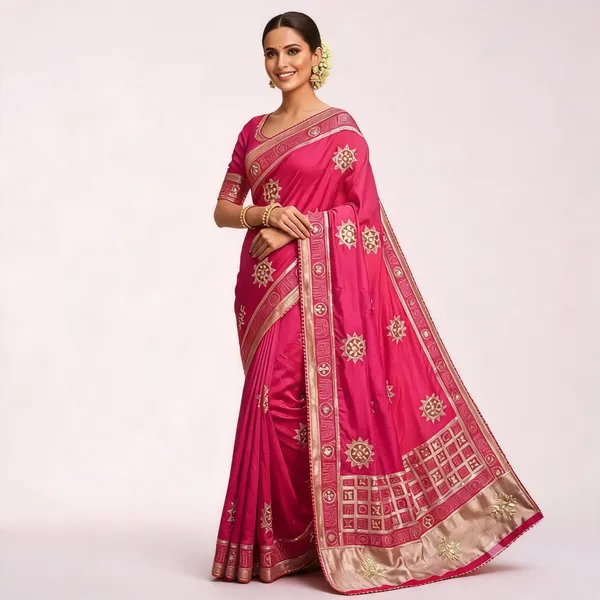 Pink_Viscose_Bandhej_Embroidered_Festive_Saree_For_Women