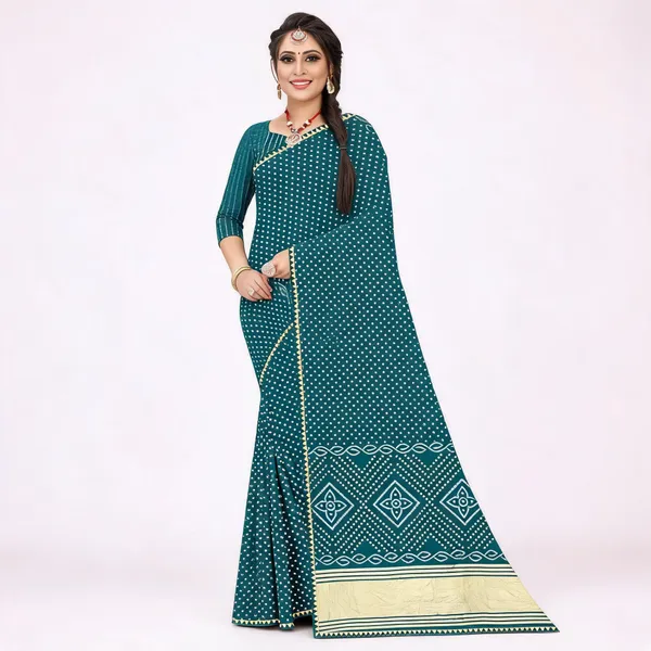 Teal_Cotton_Geometric_Print_Saree_For_Women