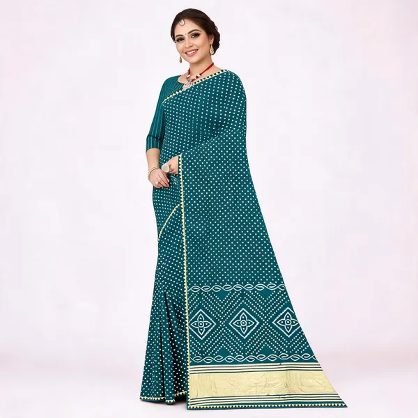 Teal_Cotton_Geometric_Print_Saree_For_Women