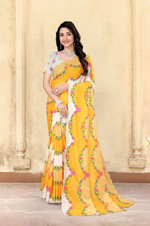 Yellow_Floral_Print_Saree_for_Women