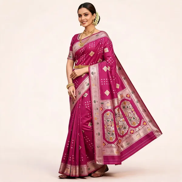 Magenta_Muslin_Jacquard_Traditional_Woven_Saree_For_Women