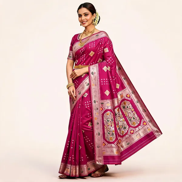 Magenta_Muslin_Jacquard_Traditional_Woven_Saree_For_Women