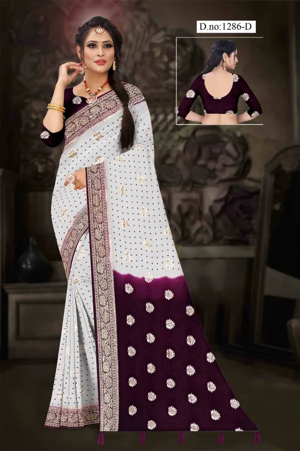 White_And_Wine_Saree_for_Women