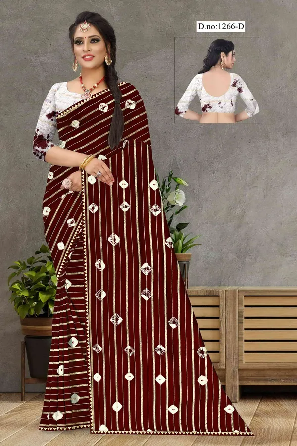 Maroon_Printed_Saree_With_Blouse_For_Women