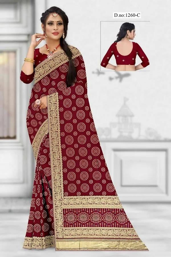Maroon_Printed_Saree_For_Women