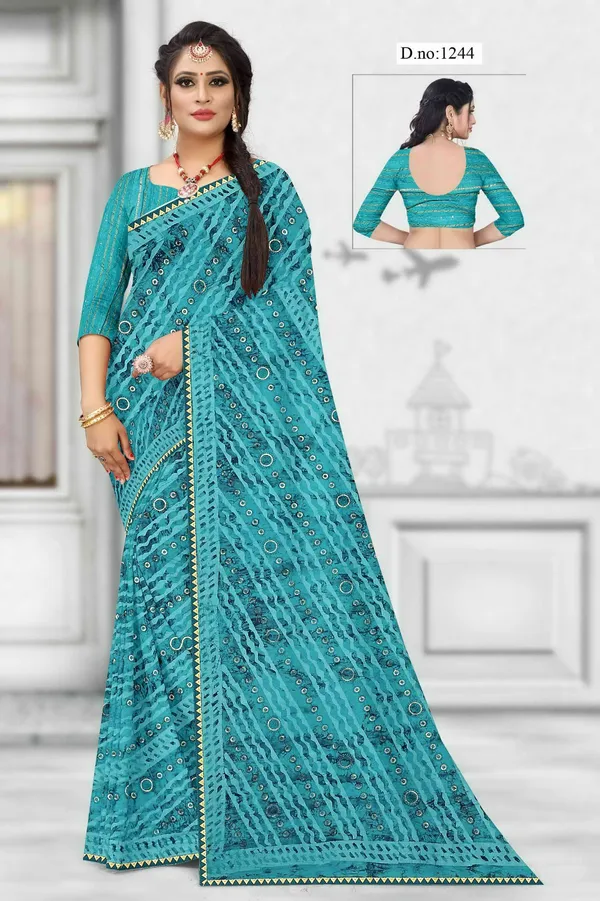 Blue_Printed_Saree_For_Women