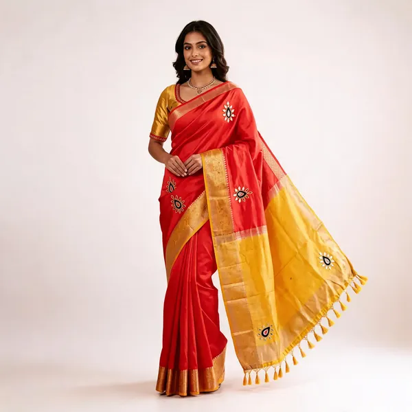 Red_Vichitra_Silk_Jari_Border_Woven_Traditional_Saree_For_Women