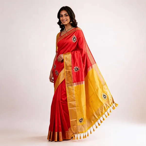 Red_Vichitra_Silk_Jari_Border_Woven_Traditional_Saree_For_Women