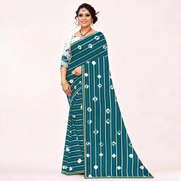 Teal_Cotton_Zari_Stripe_Printed_Saree_For_Women