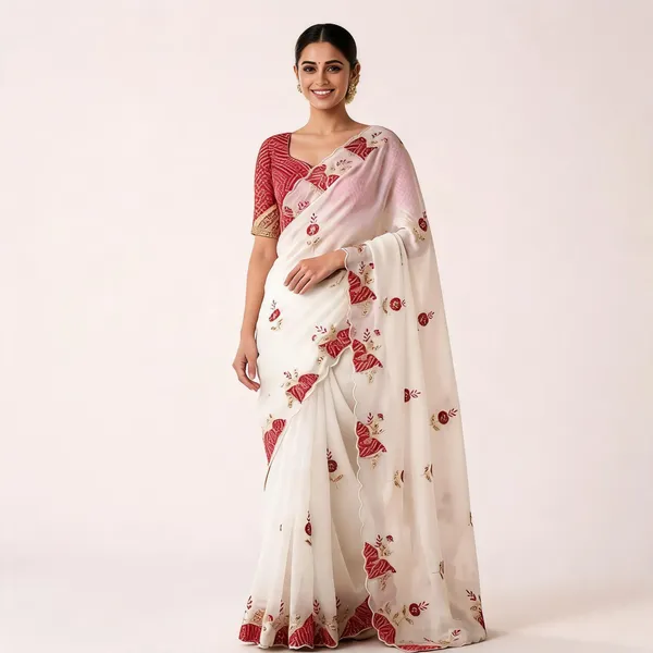 White_Crunchi_Silk_Printed_Saree_For_Women