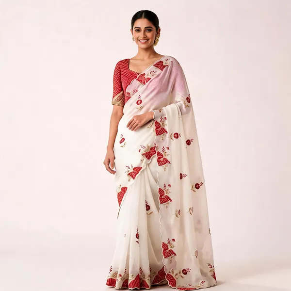 White_Crunchi_Silk_Printed_Saree_For_Women