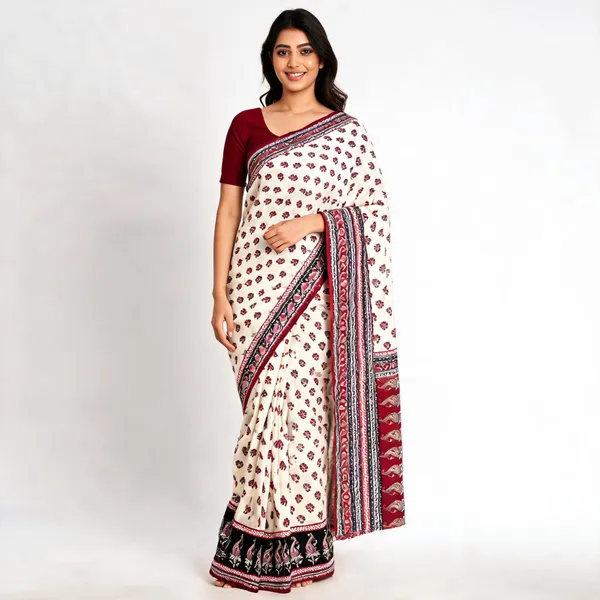 Maroon_Moss_Crepe_Jacquard_Border_Printed_Saree_For_Women