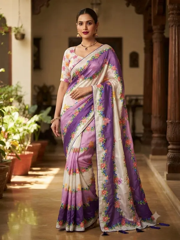 Purple_Floral_Print_Saree_For_Women