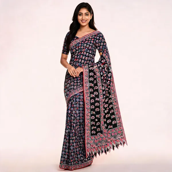 Black_Linen_Soft_Cotton_Printed_Saree_For_Women