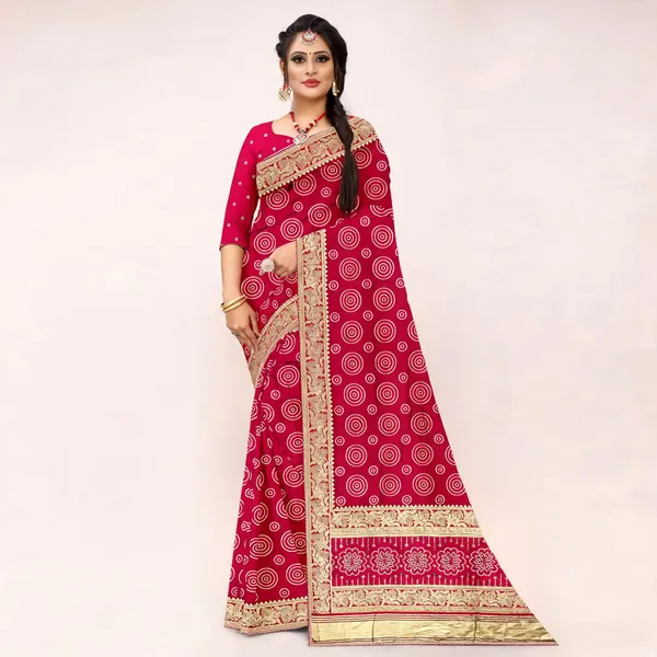 Red_Viscose_Jacquard_Circular_Motif_Printed_Saree_For_Women