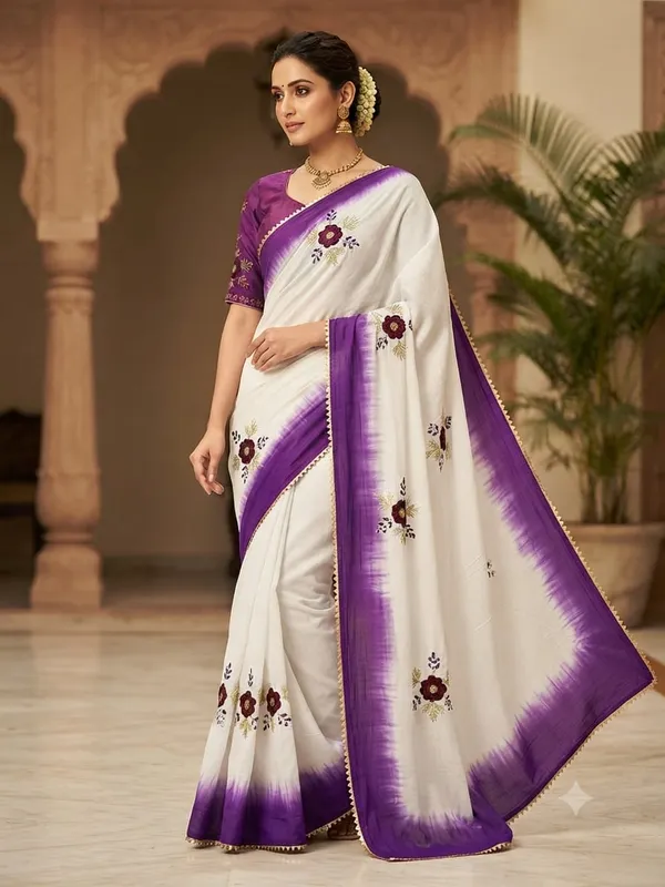 White_Purple_Floral_Print_Saree_for_Women