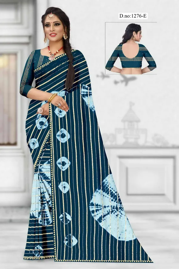 Blue_Printed_Saree_With_Blouse_For_Women