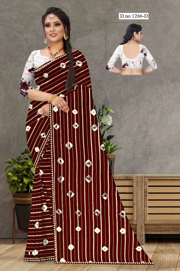 Maroon_Printed_Saree_With_Blouse_For_Women