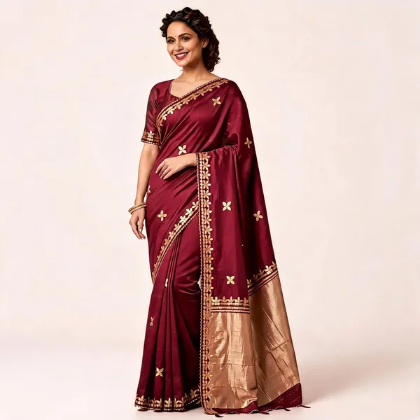 Maroon_Cotton_Jari_Pallu_Traditional_Saree_For_Women