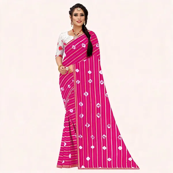 Pink_Cotton_Zari_Patta_Golden_Striped_Printed_Saree_For_Women