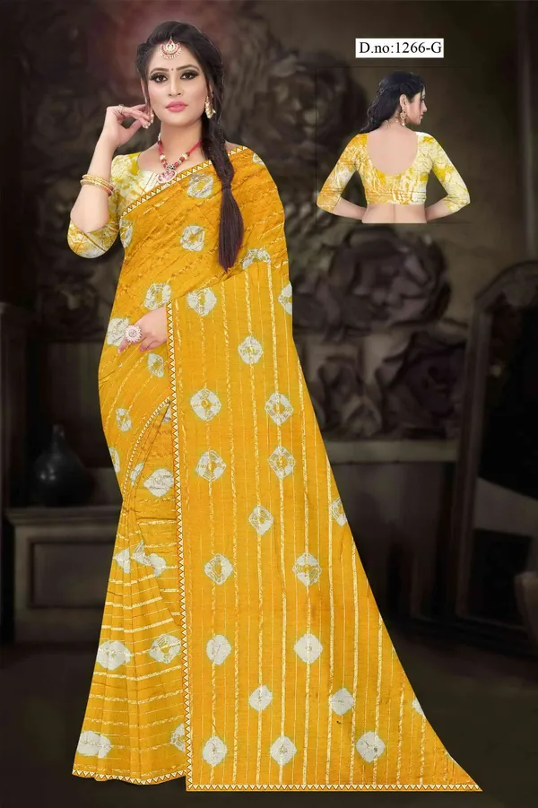 Mustard_Printed_Saree_With_Blouse_for_Women
