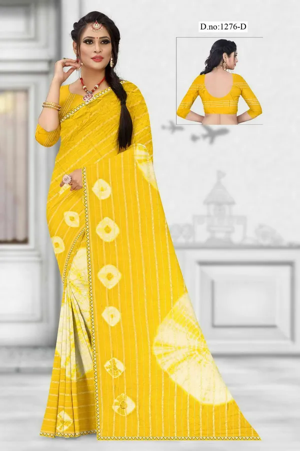 Yellow_Printed_Saree_With_Blouse_For_Women