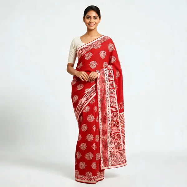 Red_Georgette_Paisley_Printed_Saree_For_Women