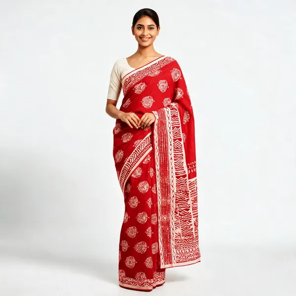 Red_Georgette_Paisley_Printed_Saree_For_Women
