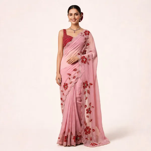 Pink_Crinkle_Silk_Floral_Embroidered_Saree_For_Women