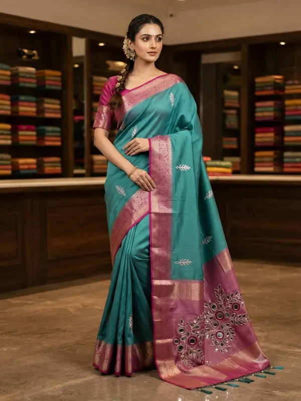 Teal_Woven_Traditional_Saree_for_Women