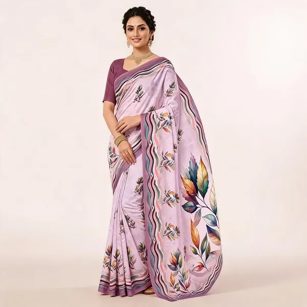 Lavender_Moss_Jacquard_Border_Floral_Print_Saree_For_Women