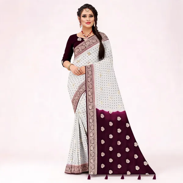 White_Wine_Viscose_Georgette_Jari_Woven_Saree_For_Women
