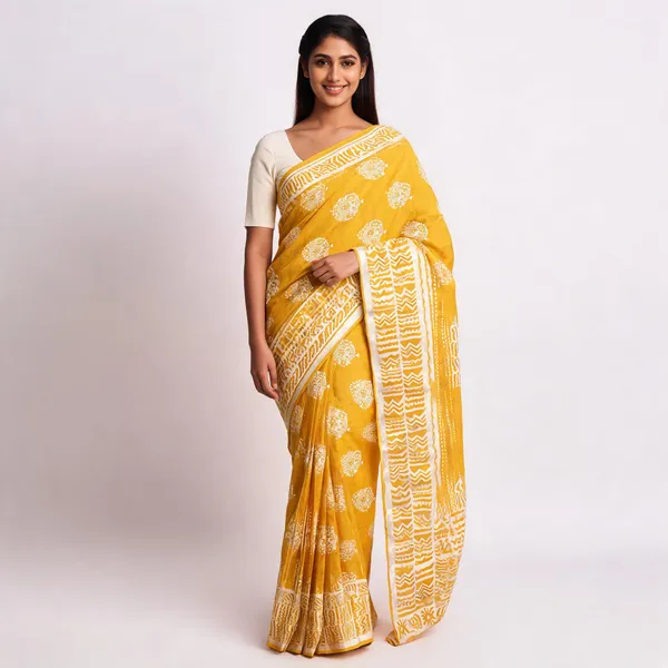 Yellow_Georgette_Floral_Printed_Saree_For_Women