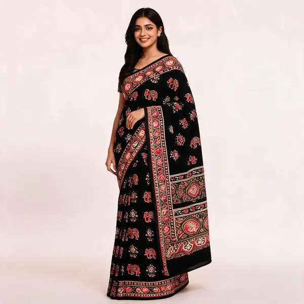 Black_Chocolate_Silk_Printed_Unstitched_Suit_Set_For_Women