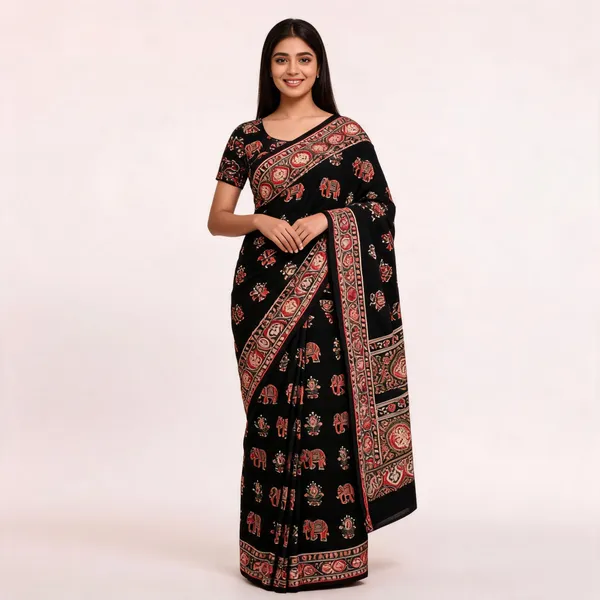 Black_Chocolate_Silk_Printed_Unstitched_Suit_Set_For_Women