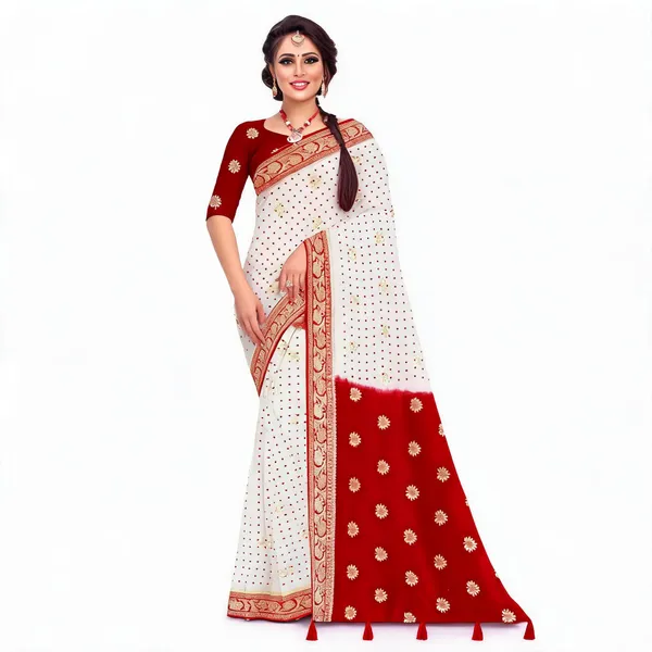 Red_White_Viscose_Georgette_Floral_Printed_Saree_For_Women