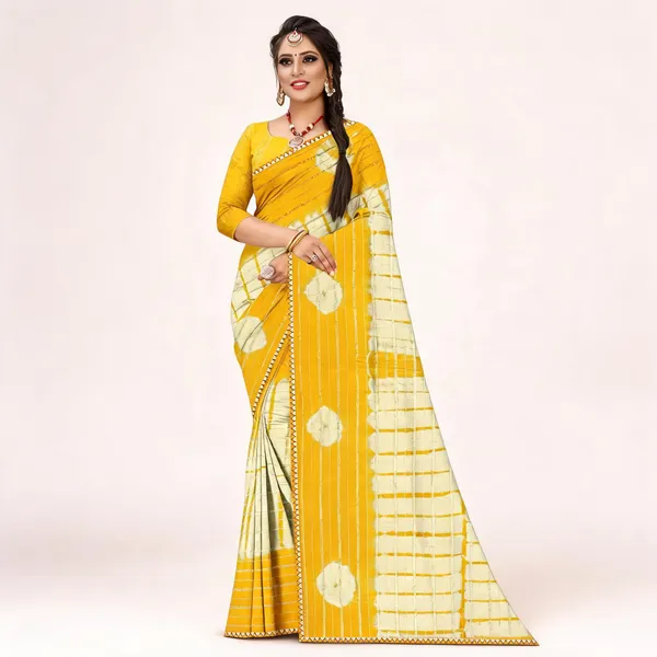 Yellow_Cotton_Zari_Floral_Stripe_Printed_Saree_For_Women