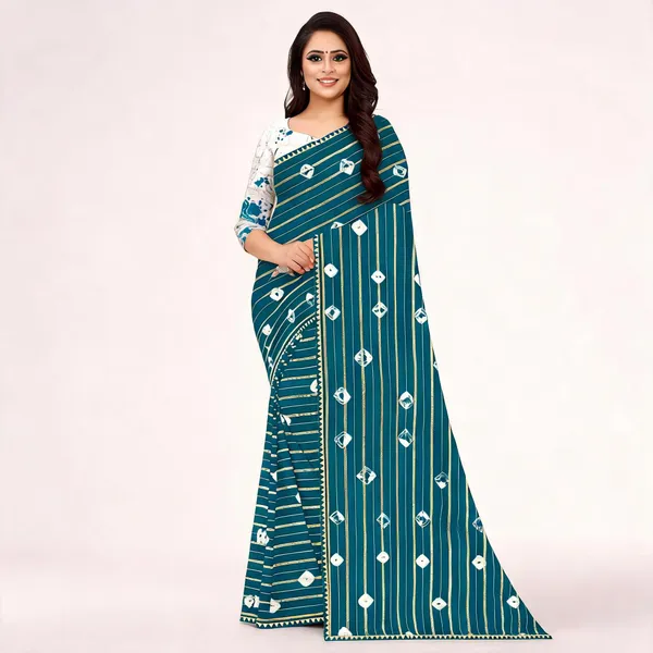 Teal_Cotton_Zari_Patta_Striped_Printed_Saree_For_Women