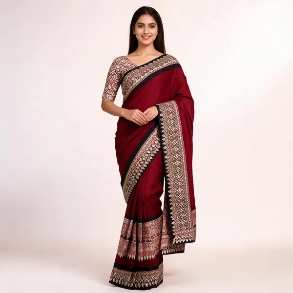 Maroon_Silk_Geometric_Printed_Saree_For_Women
