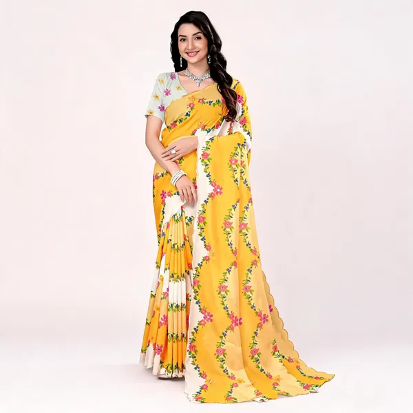 Yellow_Vichitra_Silk_Floral_Print_Saree_For_Women