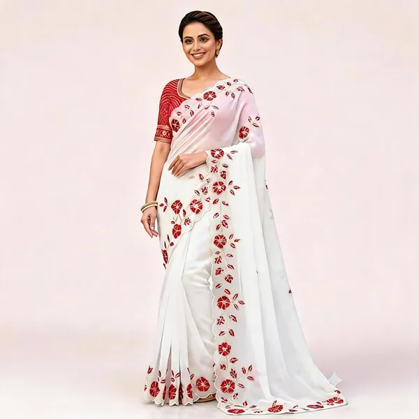 White_Crinkle_Silk_Floral_Embroidered_Saree_For_Women