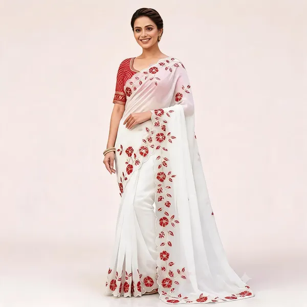 White_Crinkle_Silk_Floral_Embroidered_Saree_For_Women