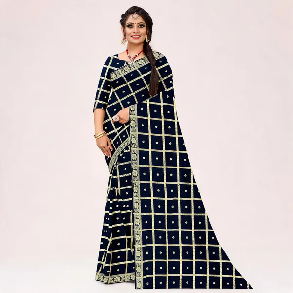 Navy_Blue_Viscose_Georgette_Geometric_Print_Saree_For_Women