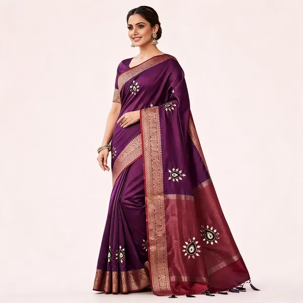 Purple_Vichitra_Silk_Zari_Border_Saree_For_Women