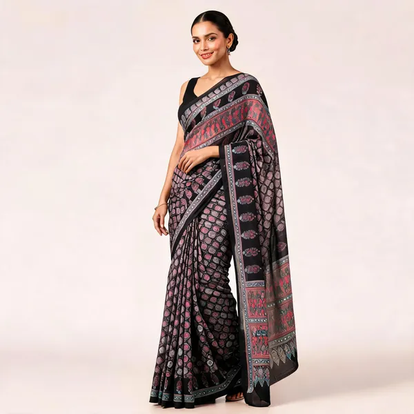 Black_Linen_Soft_Cotton_Printed_Ethnic_Saree_For_Women