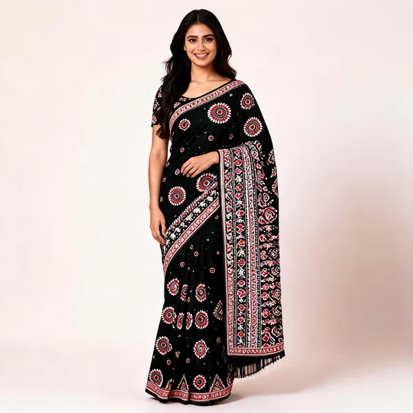Chocolate_Silk_Traditional_Floral_Printed_Saree_For_Women