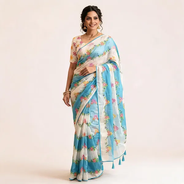 Blue_Vichitra_Silk_Floral_Print_Saree_For_Women