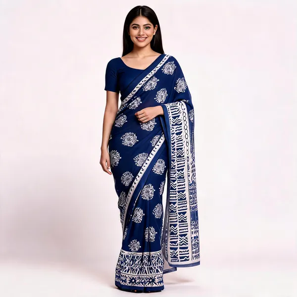 Blue_Georgette_Printed_Saree_For_Women