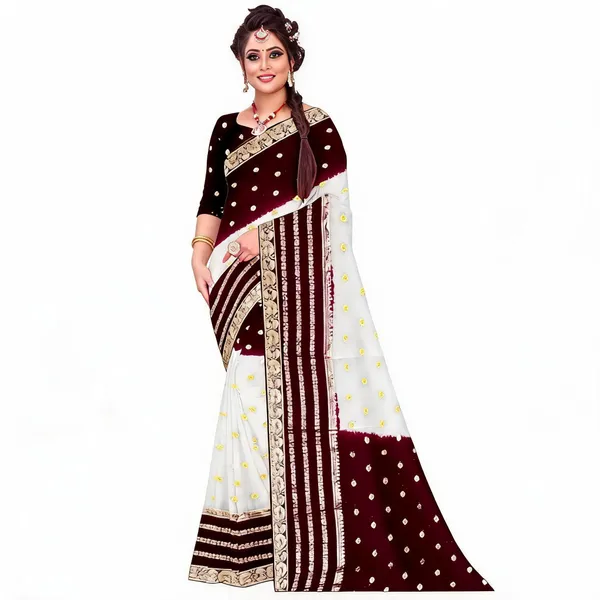 Burgundy_White_Viscose_Georgette_Zari_Traditional_Saree_For_Women