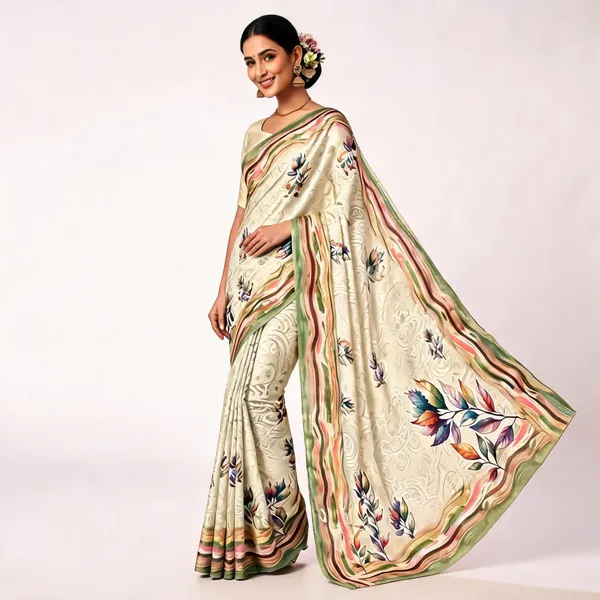 Cream_Moss_Crepe_Jacquard_Jari_Border_Floral_Print_Saree_For_Women